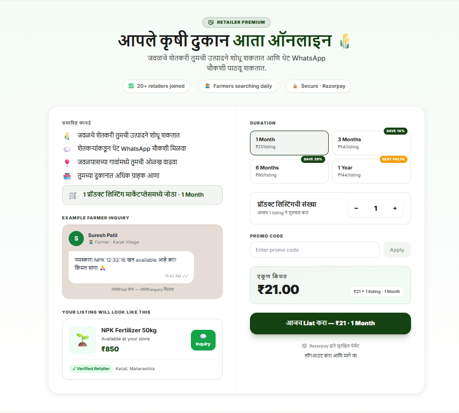 Choose a plan and number of listings, then pay securely.